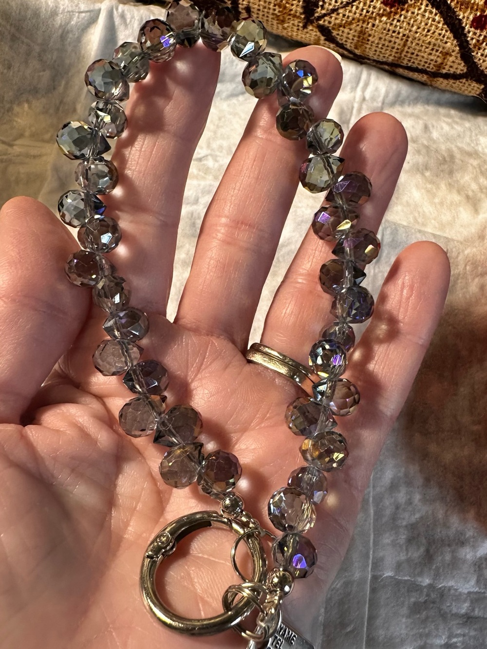 Artisan Iridescent Bead keychain or phone holder